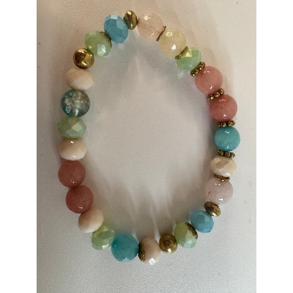 Hand made stretch multi color bracelet.￼￼6.5”